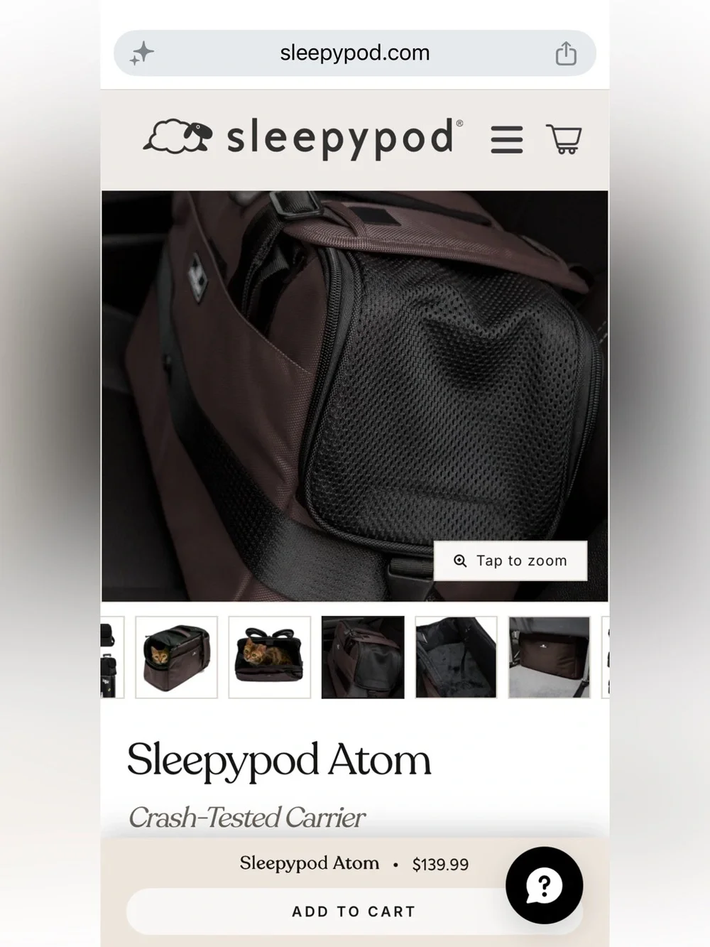 Sleepypod Atom Crash-Tested Cat/Dog Carrier | Airline Approved
